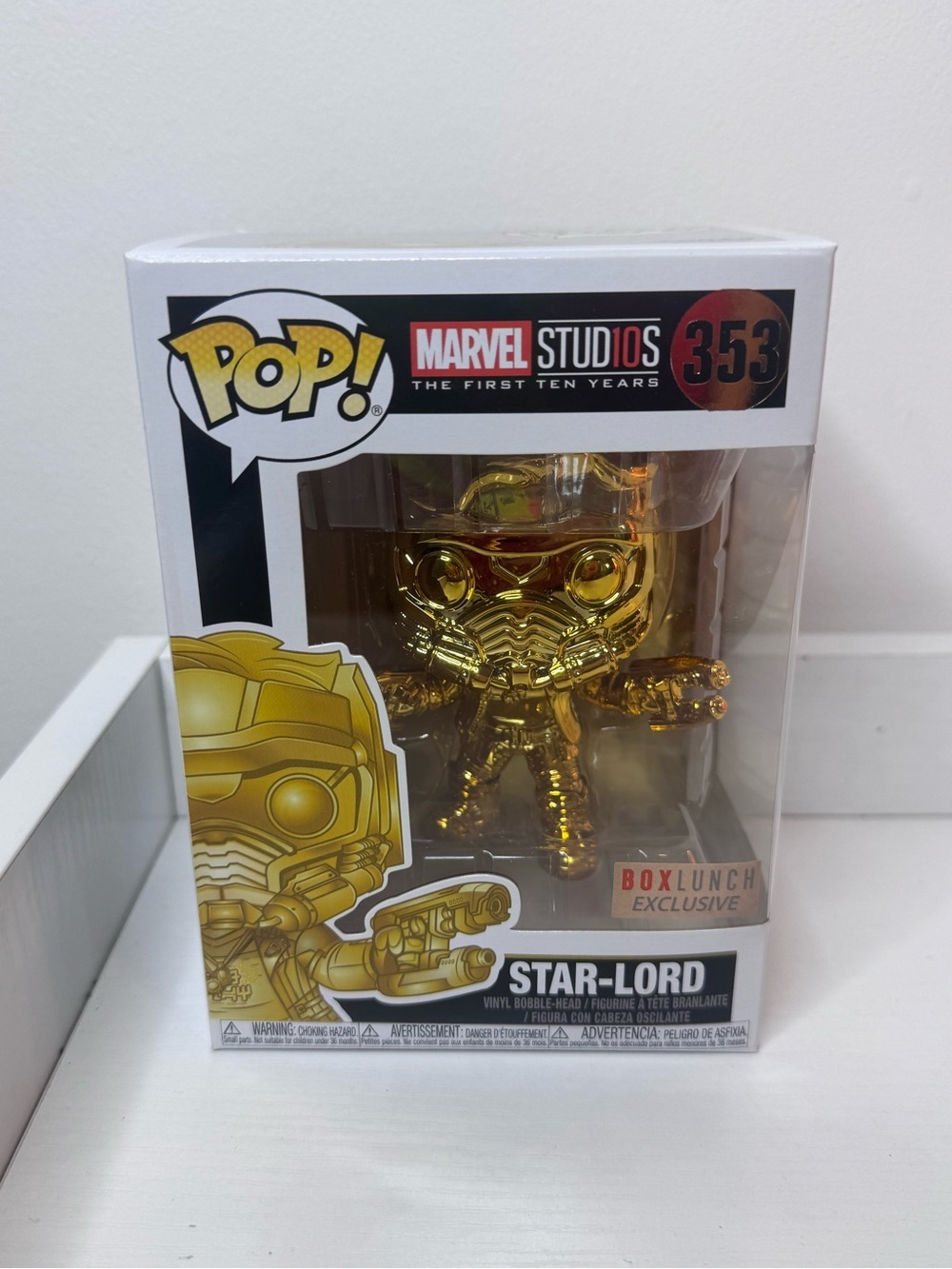 Funko Pop! 353 Marvel Star-Lord Gold Chrome box lunch